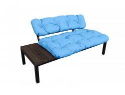 Диван Дачный со столиком голубая подушка