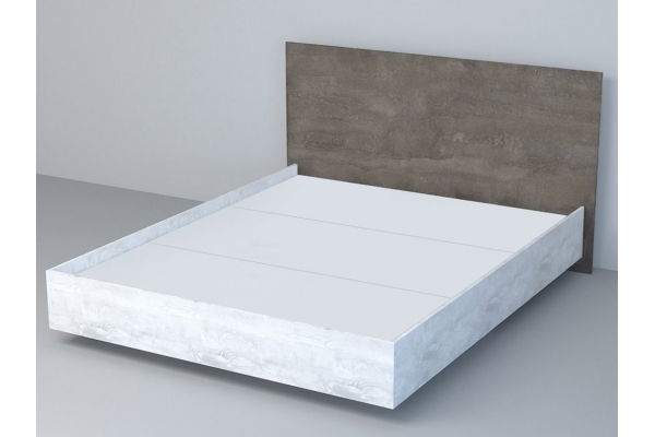 Кровать Эго арт. 031-М1 1600 бетон светлый/камень темный
