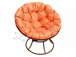 Кресло Папасан пружинка без ротанга каркас коричневый-подушка оранжевая
