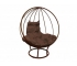 Кресло Кокон Круглый на подставке каркас коричневый-подушка коричневая