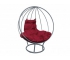 Кресло Кокон Круглый на подставке каркас серый-подушка бордовая