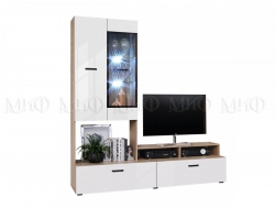 Стенка Центральная секция Нэнси New ЛДСП Белый глянец/Сонома